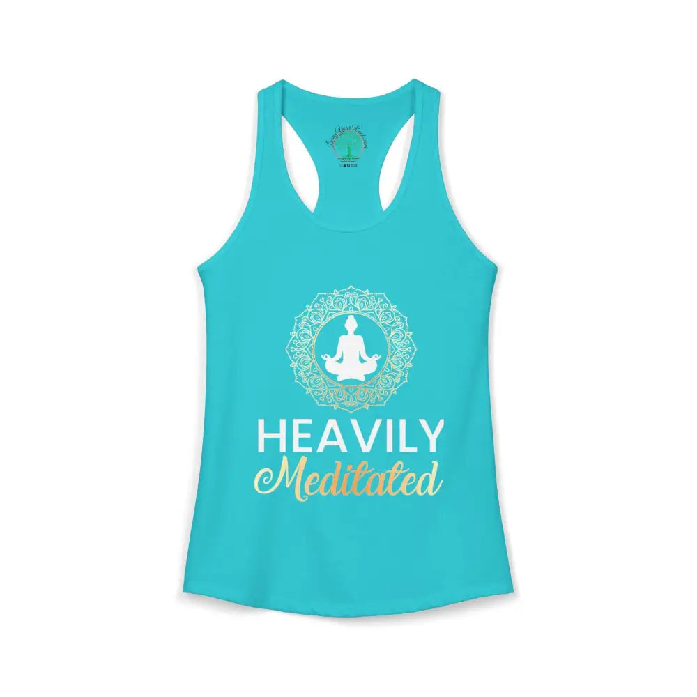 Heavily Meditated Mandala Tank-top Women’s Racerback Yoga Tank - XS / Solid Tahiti Blue - Tank Top
