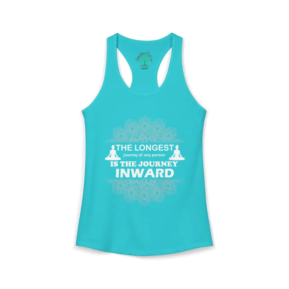The Longest Journey Racerback Tank Inspirational Women’s Tank Top - XS / Solid Tahiti Blue - Tank Top