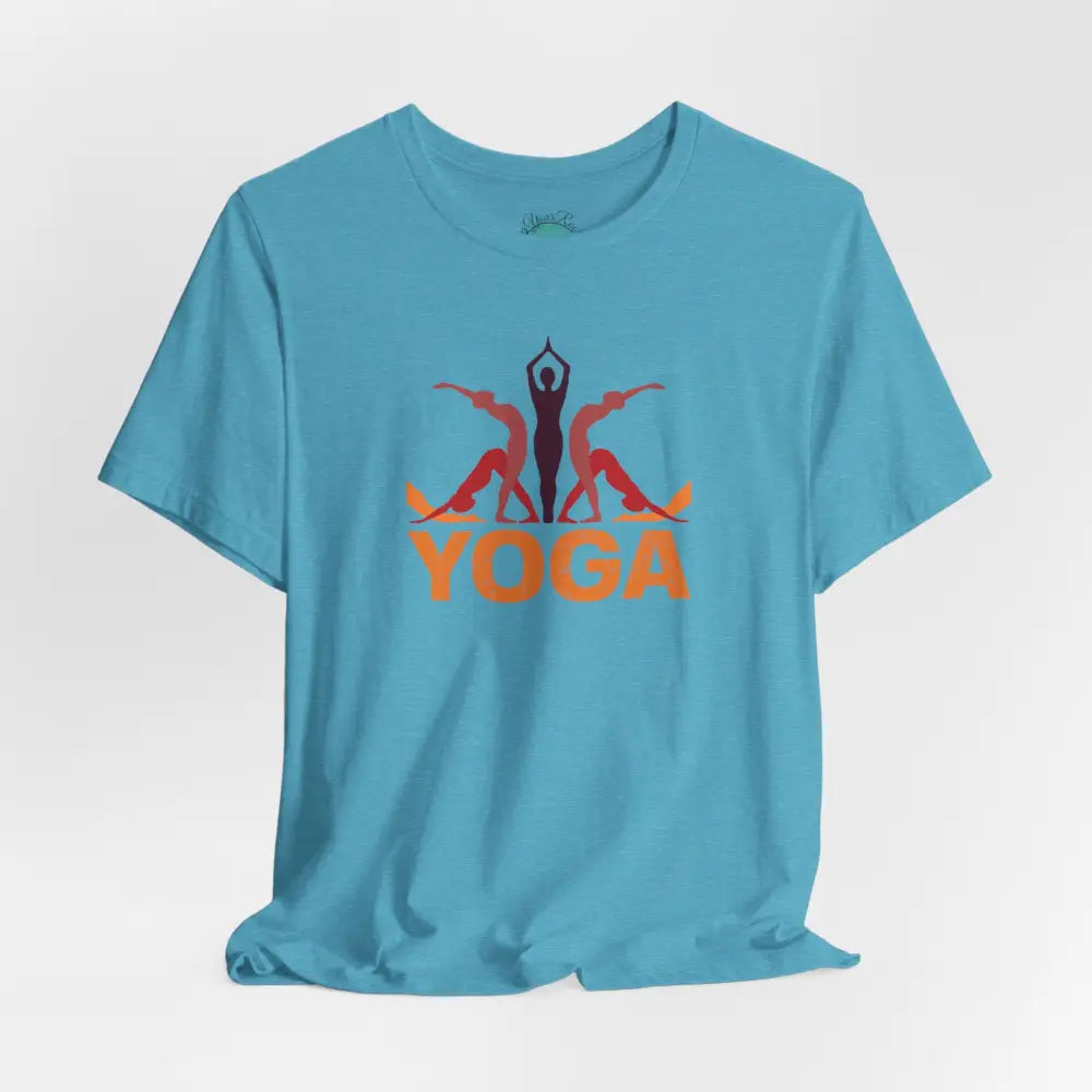 Yoga Poses Graphic Tee, Sunrise Silhouette Yoga Shirt - T-Shirt