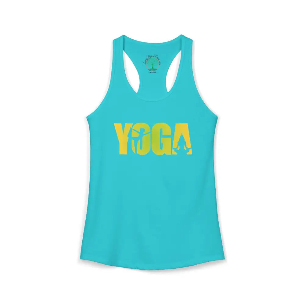 Yoga Silhouette Racerback Tank Top Women’s Yoga Tank - XS / Solid Tahiti Blue - Tank Top