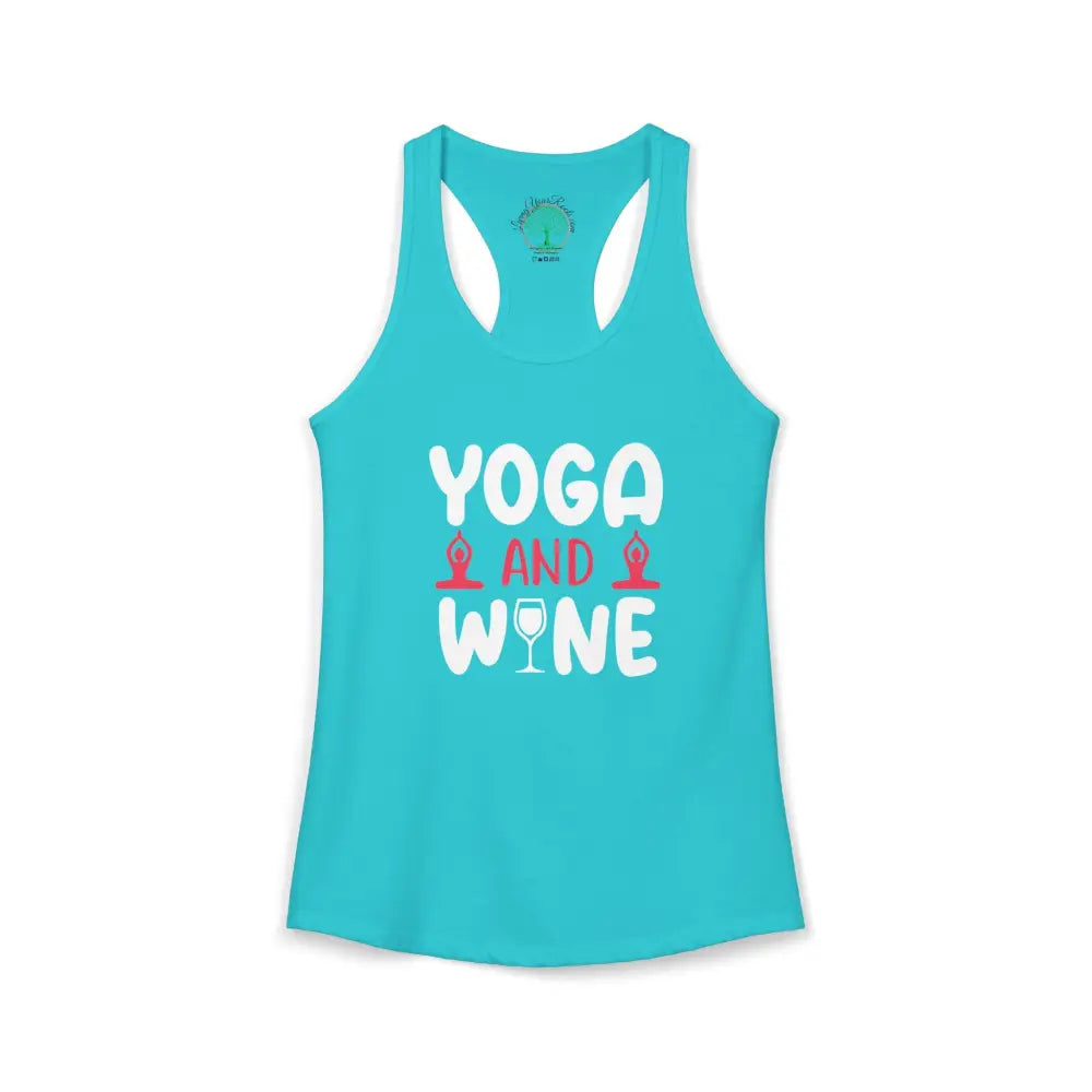Yoga & Wine Racerback Women’s Yoga Tank Top - XS / Solid Tahiti Blue - Tank Top