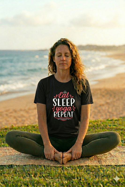 Eat Sleep Yoga Repeat T-Shirt; Yoga Routine Tee