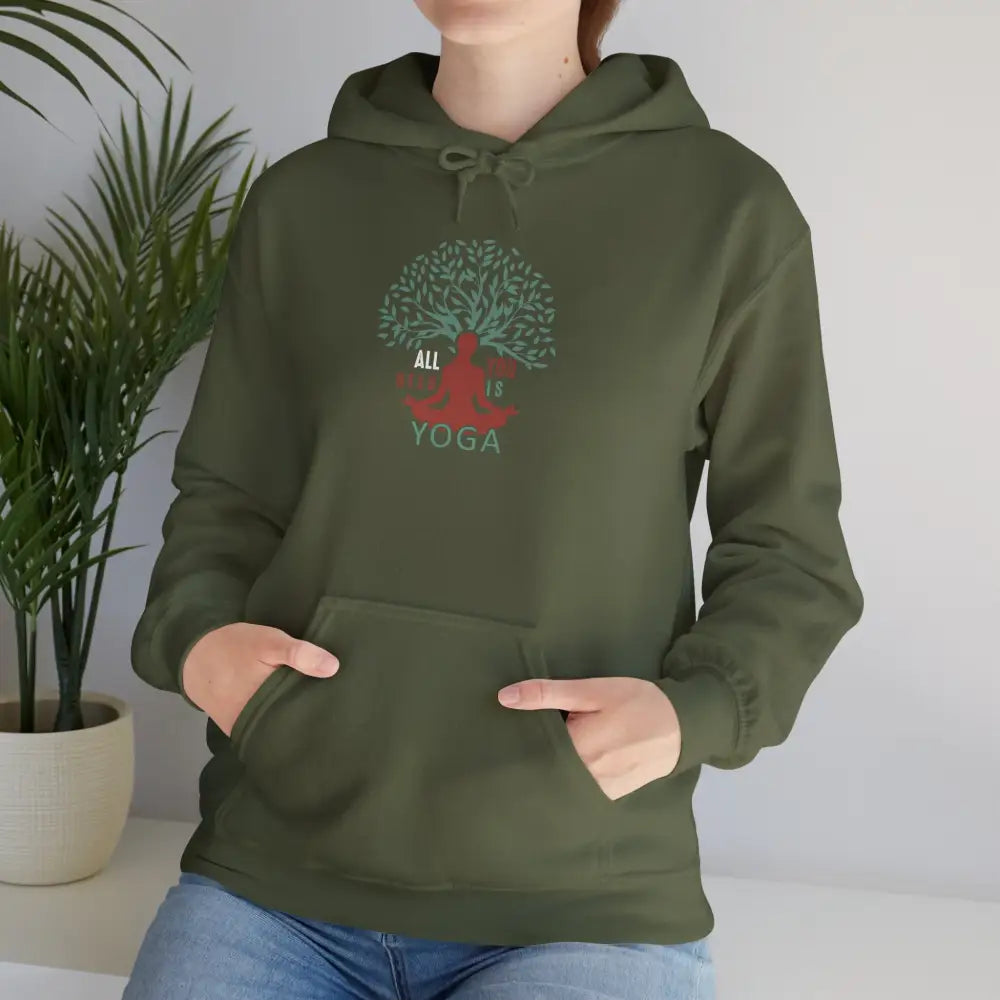 All You Need Is Yoga Heavy Blend™ Hooded Sweatshirt - Military Green / S - Hoodie