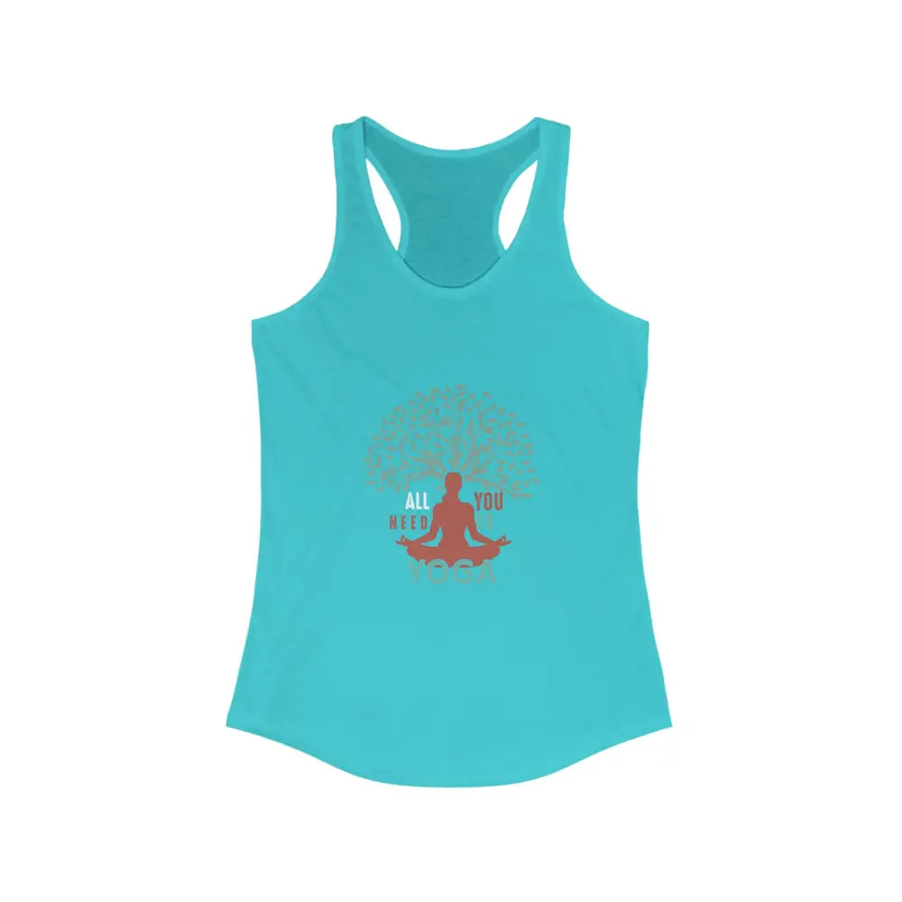 All You Need Is Yoga Women’s Ideal Racerback Tank - Solid Tahiti Blue / XS - Tank Top