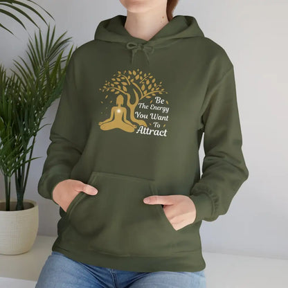 Be The Energy You Want To Attract Heavy Blend™ Hooded Sweatshirt - Military Green / S - Hoodie