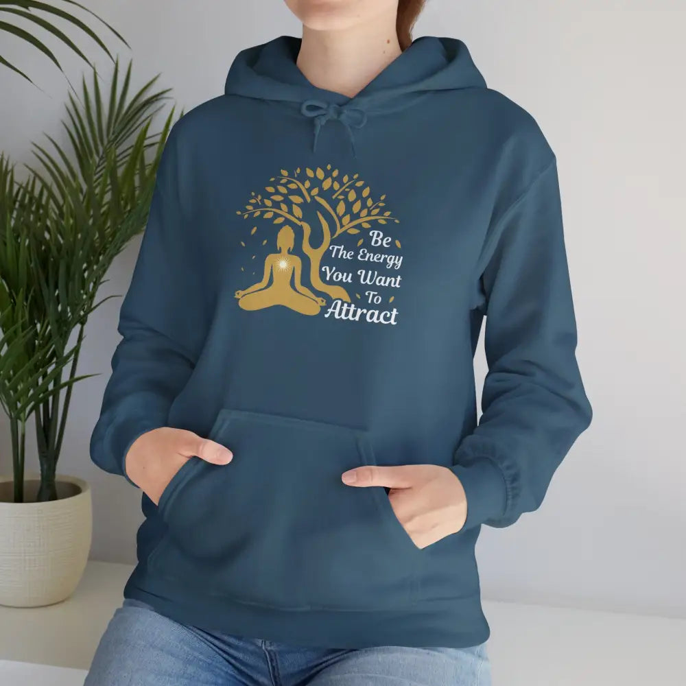 Be The Energy You Want To Attract Heavy Blend™ Hooded Sweatshirt - Indigo Blue / S - Hoodie