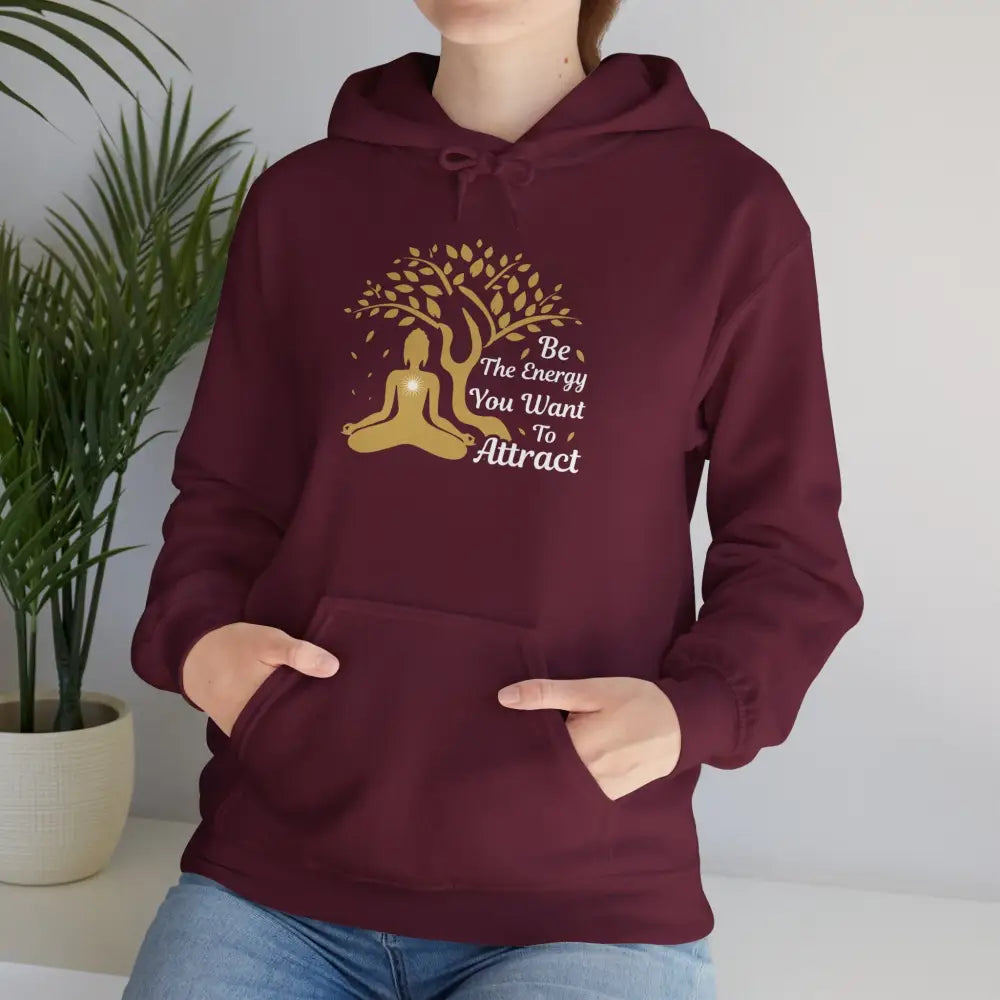 Be The Energy You Want To Attract Heavy Blend™ Hooded Sweatshirt - Maroon / S - Hoodie