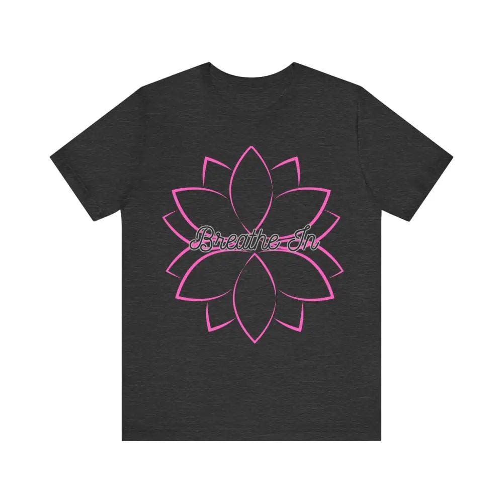 Breathe In Unisex Jersey Short Sleeve Yoga Tee - Dark Grey Heather / S - T-Shirt