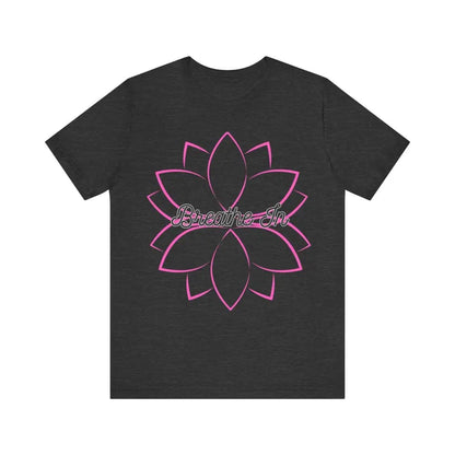 Breathe In Unisex Jersey Short Sleeve Yoga Tee - Dark Grey Heather / S - T-Shirt