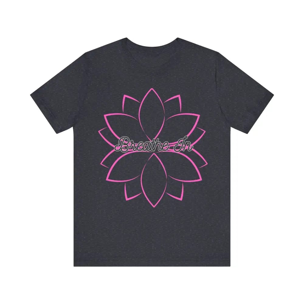 Breathe In Unisex Jersey Short Sleeve Yoga Tee - Heather Navy / S - T-Shirt