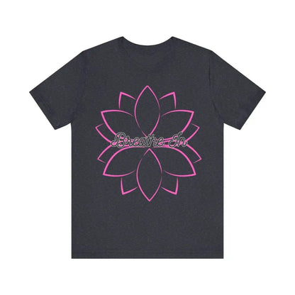 Breathe In Unisex Jersey Short Sleeve Yoga Tee - Heather Navy / S - T-Shirt