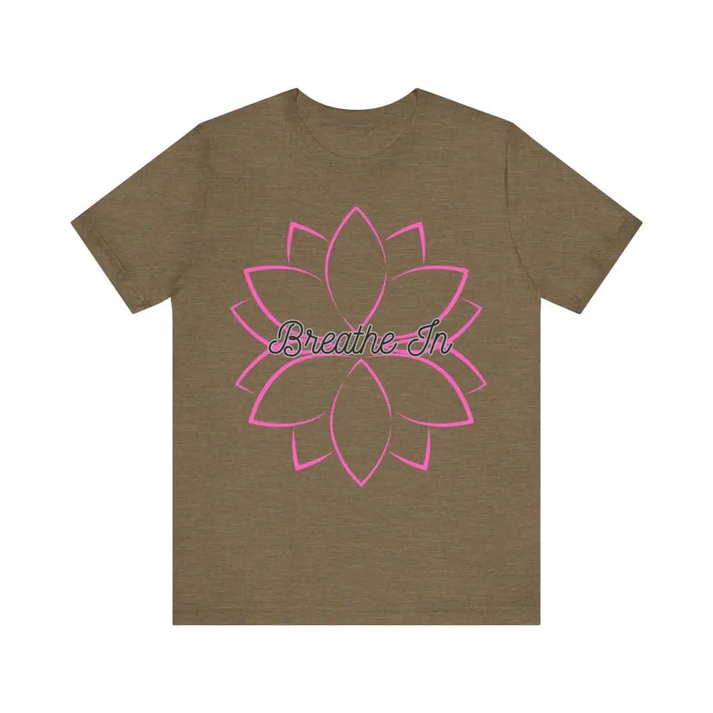 Breathe In Unisex Jersey Short Sleeve Yoga Tee - Heather Olive / S - T-Shirt