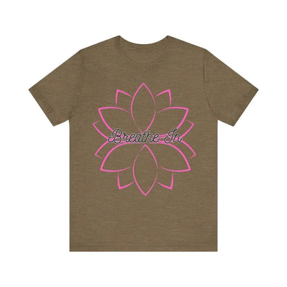 Breathe In Unisex Jersey Short Sleeve Yoga Tee - Heather Olive / S - T-Shirt