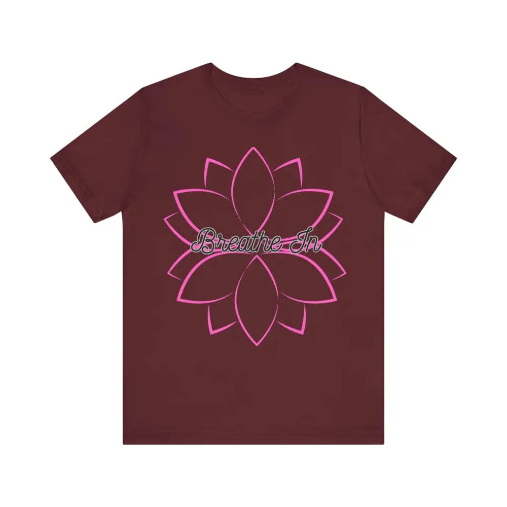 Breathe In Unisex Jersey Short Sleeve Yoga Tee - Maroon / S - T-Shirt