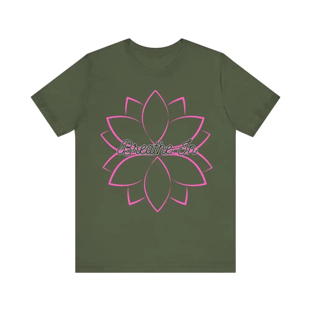 Breathe In Unisex Jersey Short Sleeve Yoga Tee - Military Green / S - T-Shirt