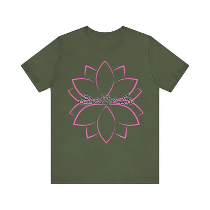 Breathe In Unisex Jersey Short Sleeve Yoga Tee - Military Green / S - T-Shirt