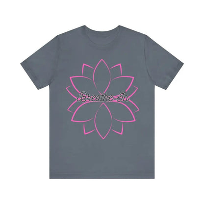 Breathe In Unisex Jersey Short Sleeve Yoga Tee - Steel Blue / S - T-Shirt