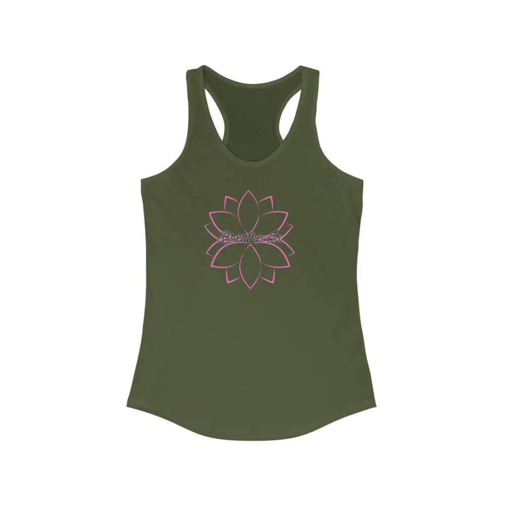 Breathe In Women’s Ideal Racerback Tank - Solid Military Green / XS - Tank Top