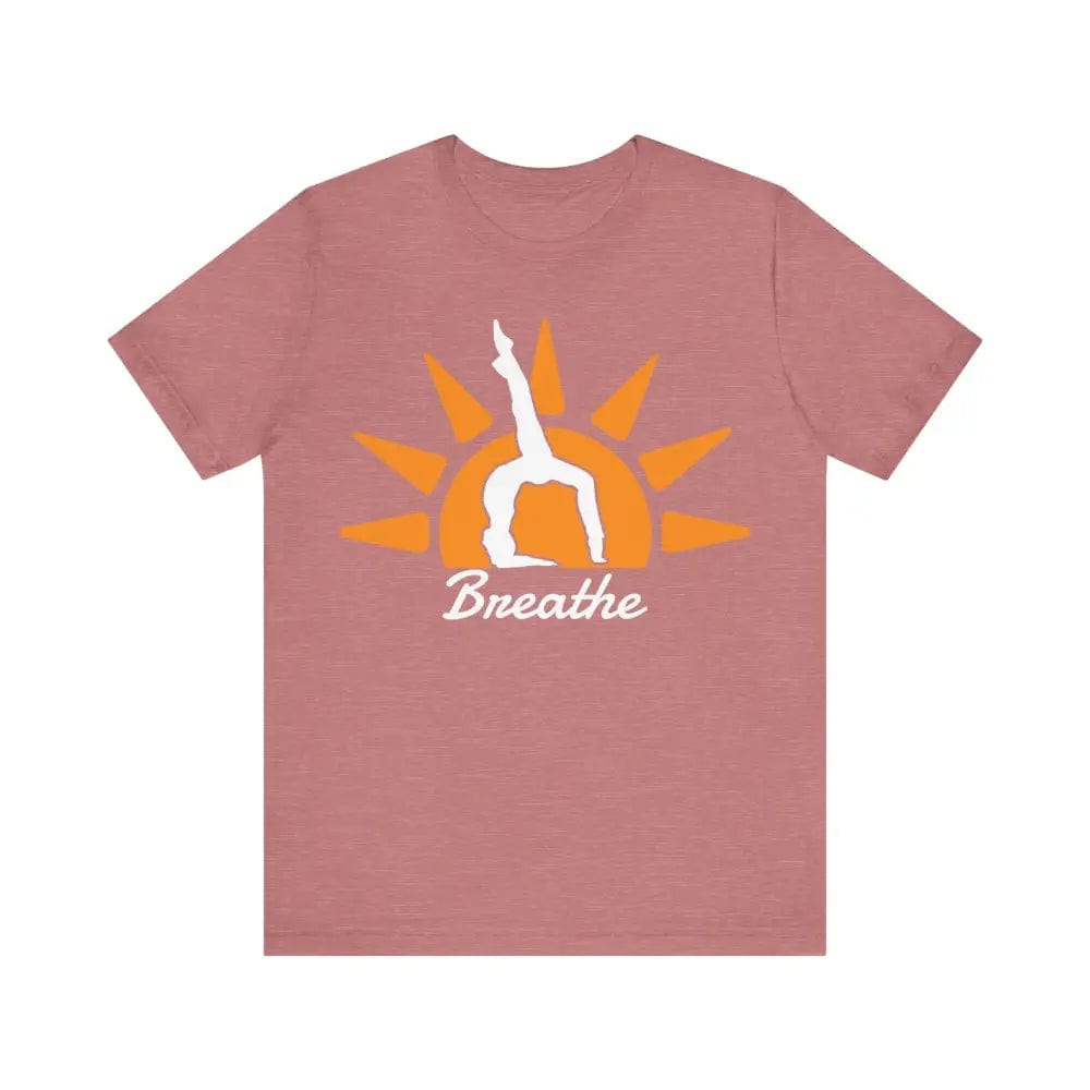 Breathe Unisex Jersey Short Sleeve Yoga Tee - Heather Mauve / S - T-Shirt