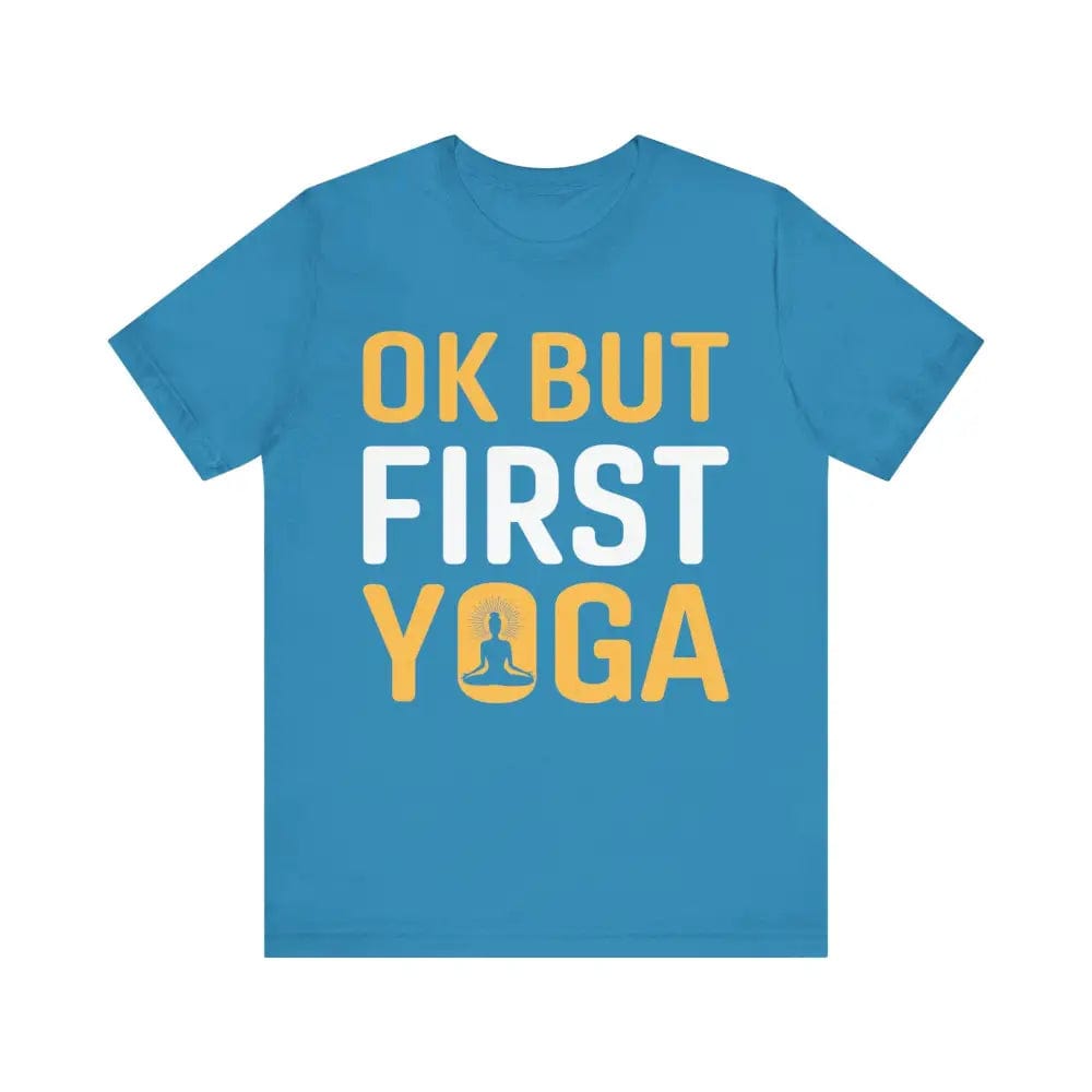 But First Yoga Unisex Jersey Short Sleeve Yoga Tee - Aqua / S - T-Shirt