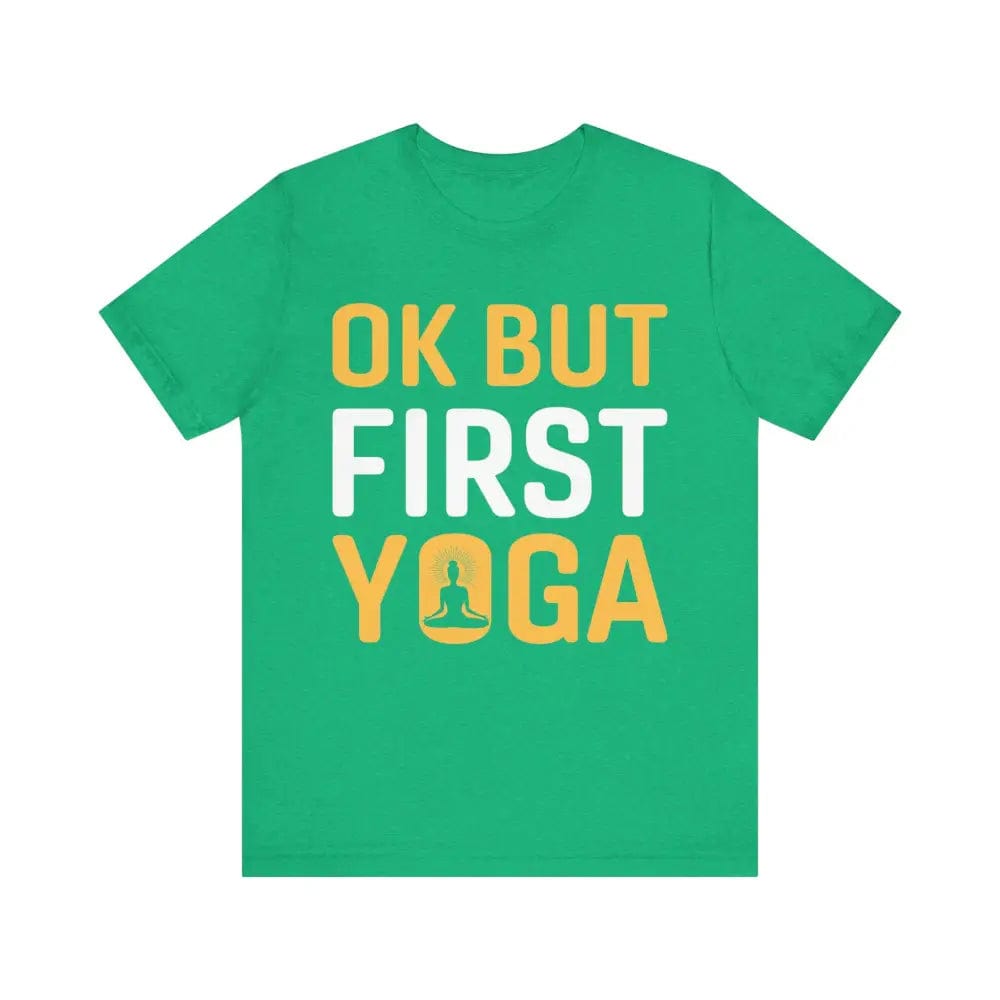 But First Yoga Unisex Jersey Short Sleeve Yoga Tee - Heather Kelly / S - T-Shirt