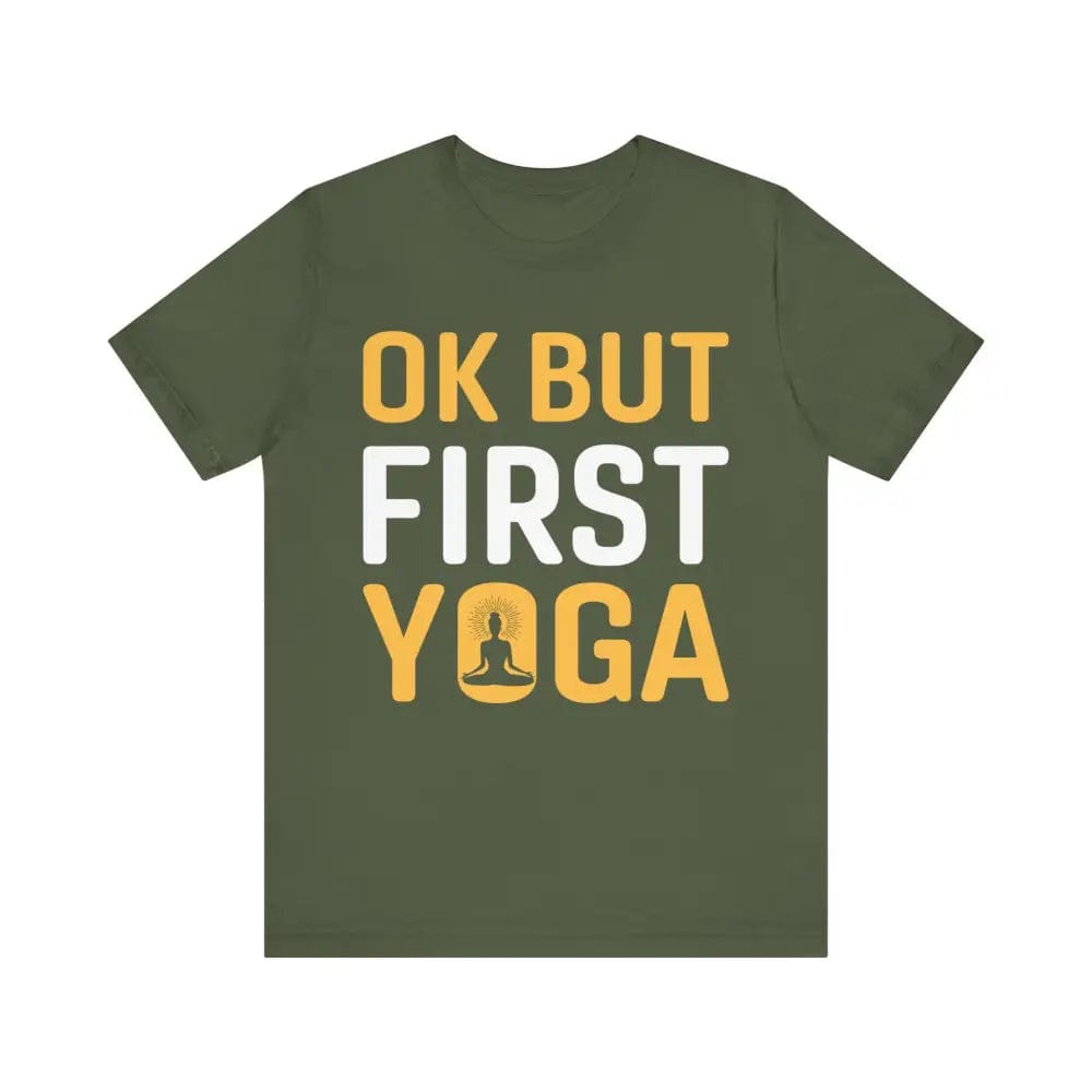 But First Yoga Unisex Jersey Short Sleeve Yoga Tee - Military Green / S - T-Shirt