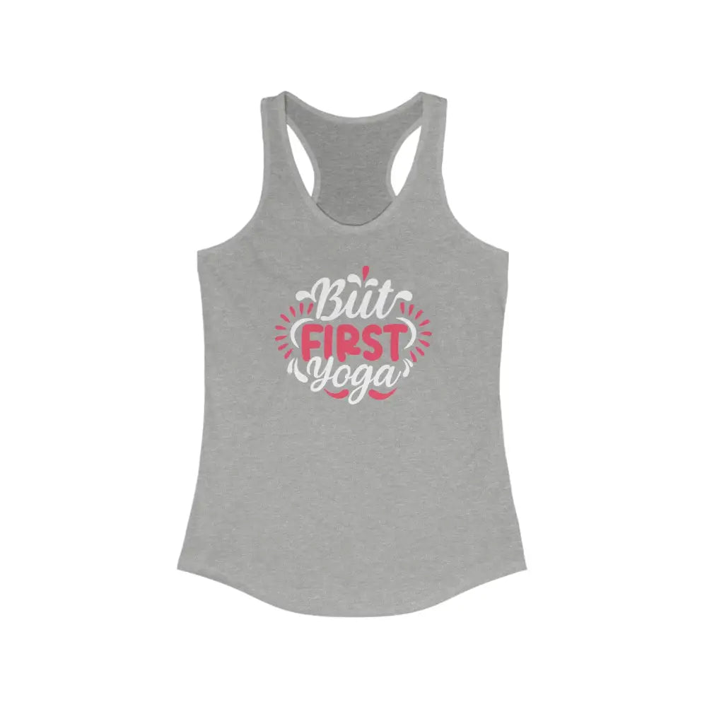 But First Yoga Women’s Ideal Racerback Tank - Heather Grey / XS - Tank Top