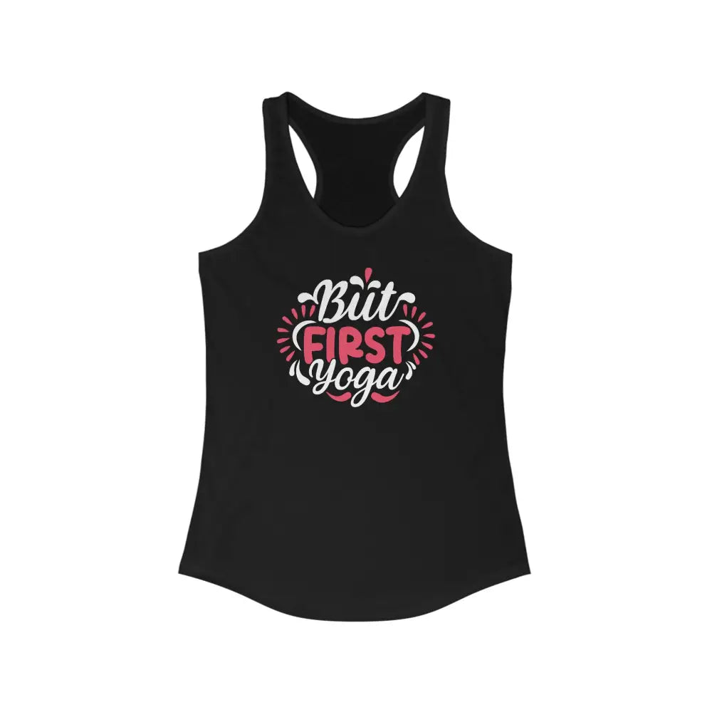 But First Yoga Women’s Ideal Racerback Tank - Solid Black / XS - Tank Top