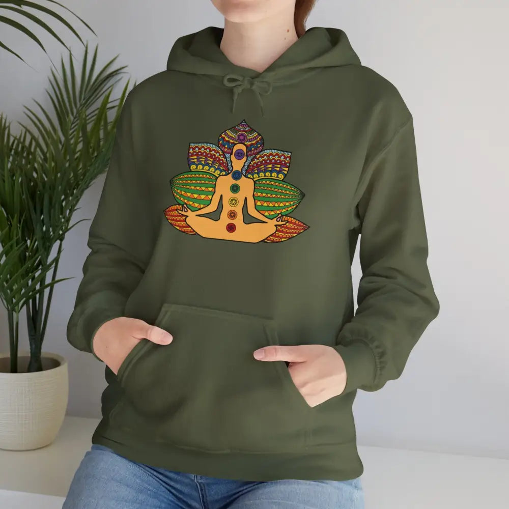 Chakra Heavy Blend™ Hooded Sweatshirt - Military Green / S - Hoodie