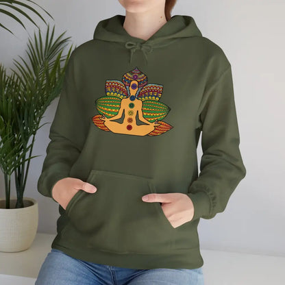 Chakra Heavy Blend™ Hooded Sweatshirt - Military Green / S - Hoodie