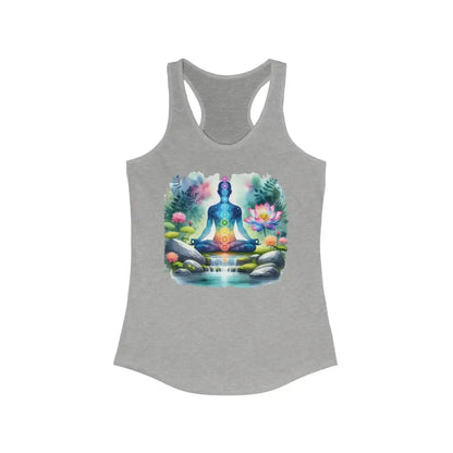 Chakra Lotus Nature Women’s Ideal Racerback Tank - XS / Heather Grey - Tank Top