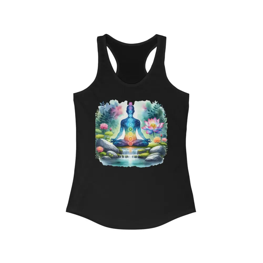 Chakra Lotus Nature Women’s Ideal Racerback Tank - XS / Solid Black - Tank Top