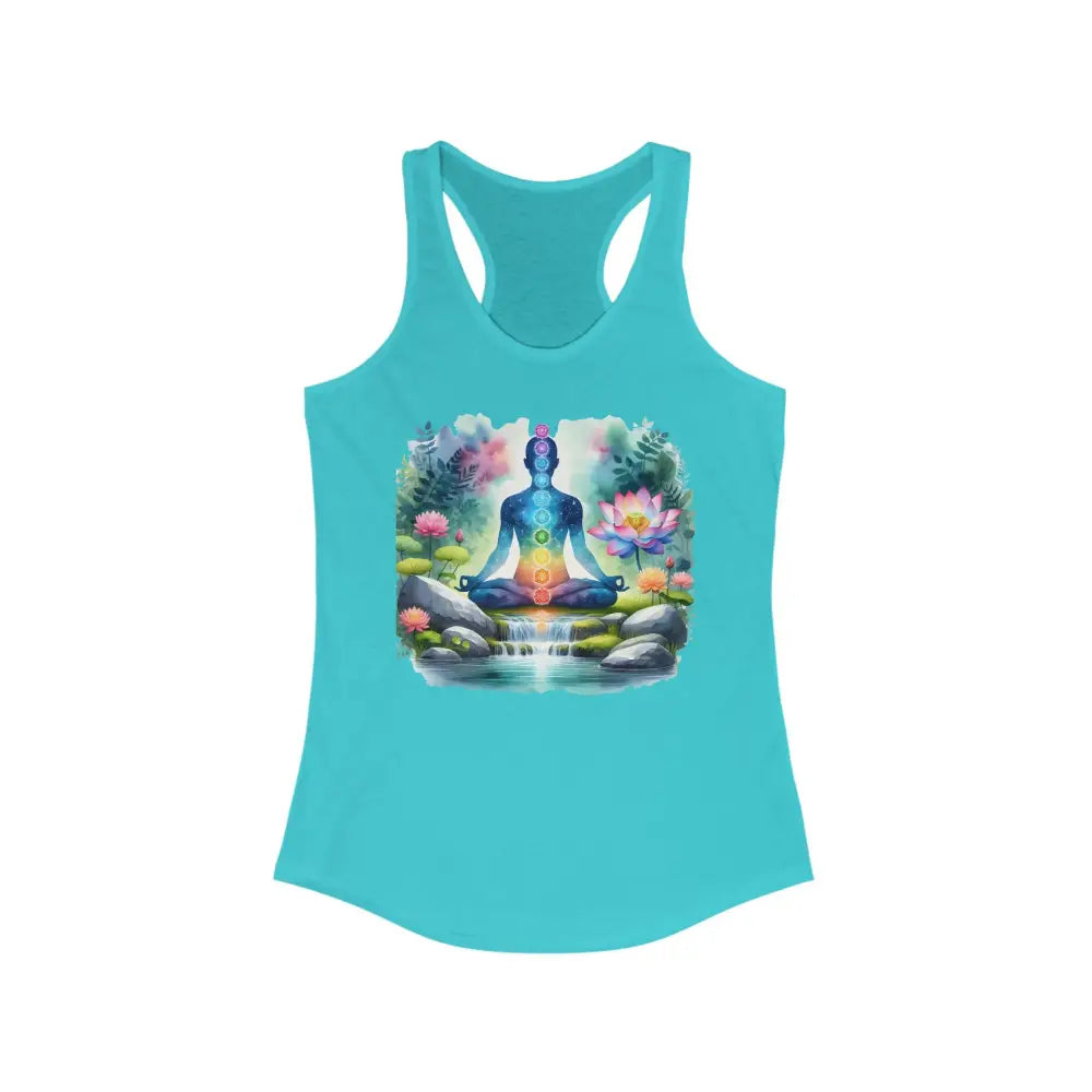 Chakra Lotus Nature Women’s Ideal Racerback Tank - XS / Solid Tahiti Blue - Tank Top