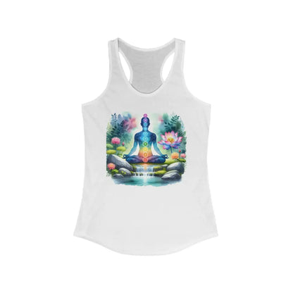 Chakra Lotus Nature Women’s Ideal Racerback Tank - XS / Solid White - Tank Top