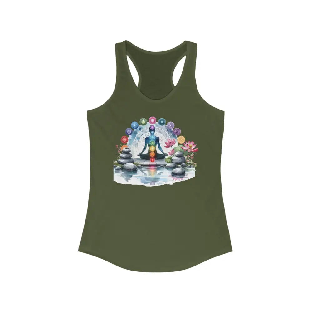 Chakra Water Women’s Ideal Racerback Tank - XS / Solid Military Green - Tank Top