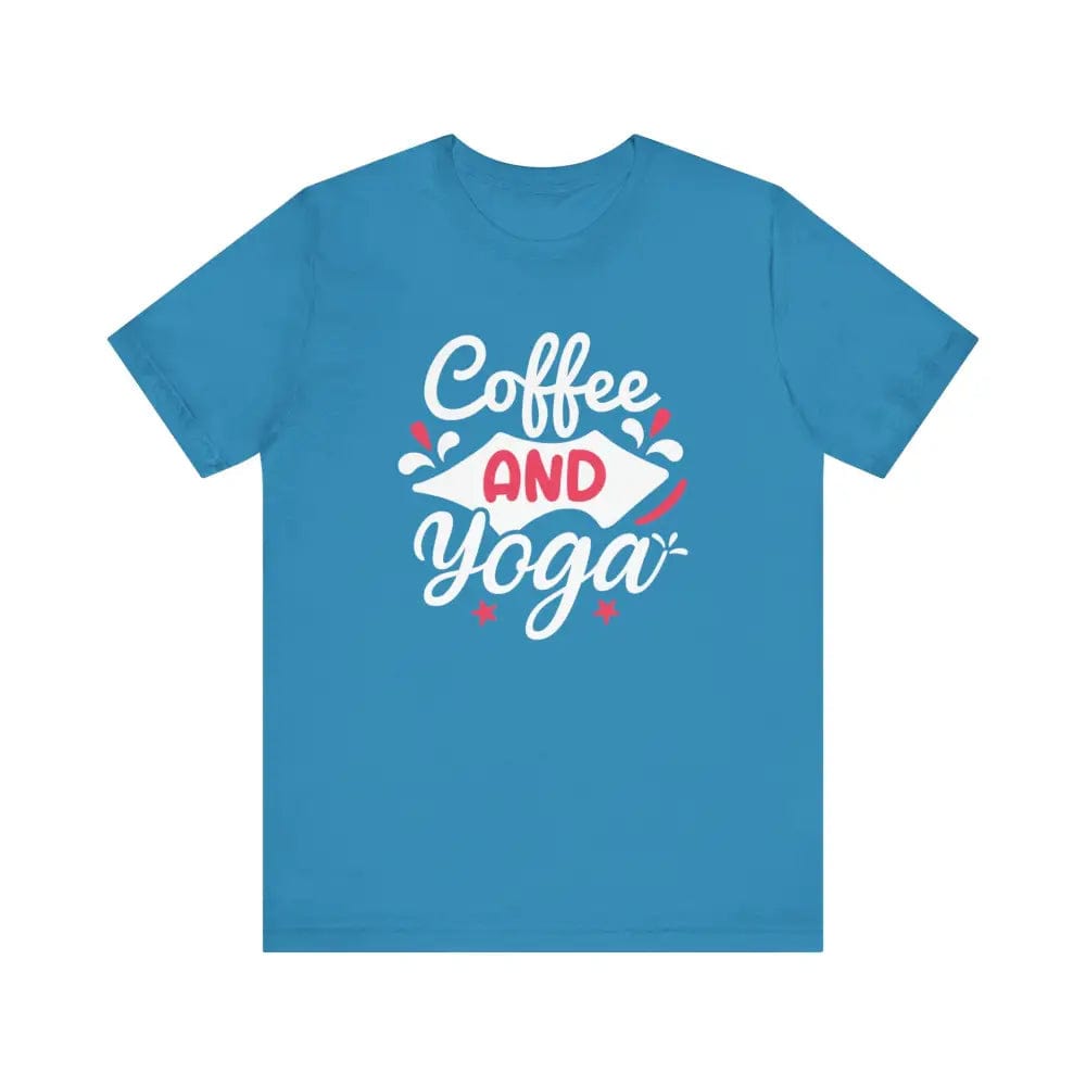 Coffee and Yoga Unisex Jersey Short Sleeve Tee - Aqua / S - T-Shirt