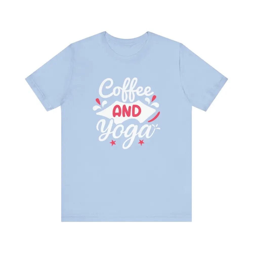 Coffee and Yoga Unisex Jersey Short Sleeve Tee - Baby Blue / S - T-Shirt