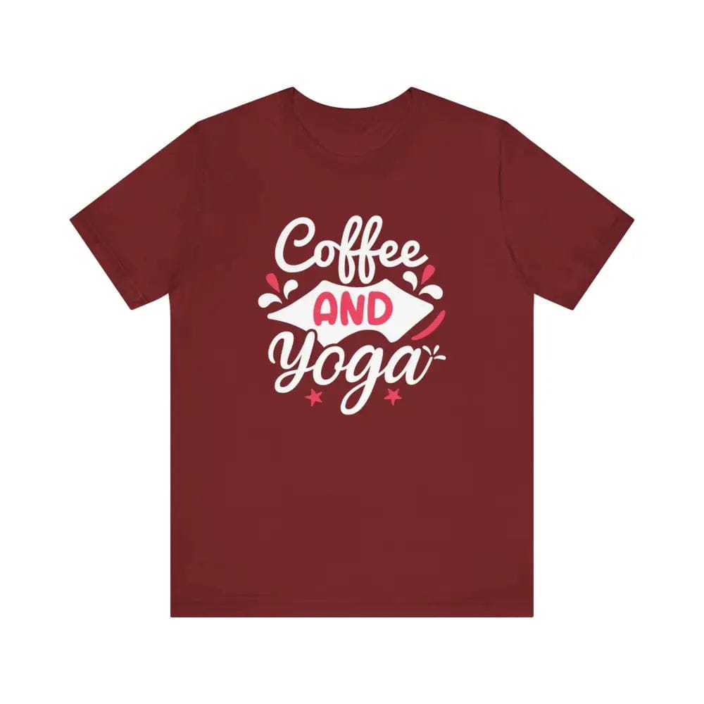 Coffee and Yoga Unisex Jersey Short Sleeve Tee - Cardinal / S - T-Shirt