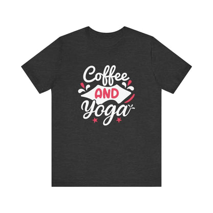 Coffee and Yoga Unisex Jersey Short Sleeve Tee - Dark Grey Heather / S - T-Shirt