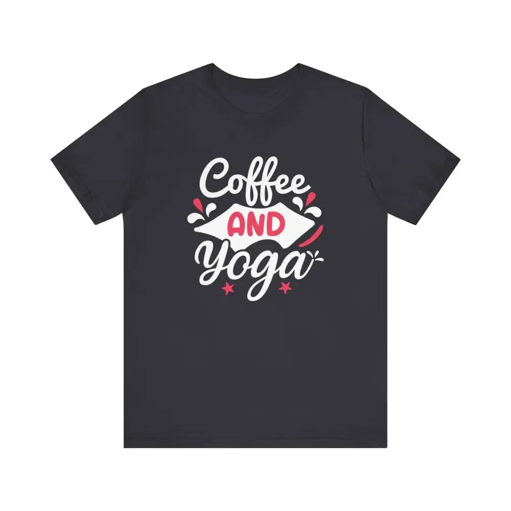 Coffee and Yoga Unisex Jersey Short Sleeve Tee - Dark Grey / S - T-Shirt