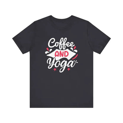 Coffee and Yoga Unisex Jersey Short Sleeve Tee - Dark Grey / S - T-Shirt