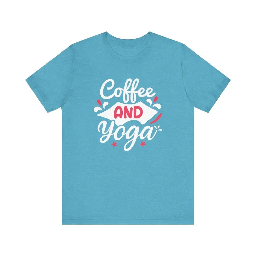 Coffee and Yoga Unisex Jersey Short Sleeve Tee - Heather Aqua / S - T-Shirt