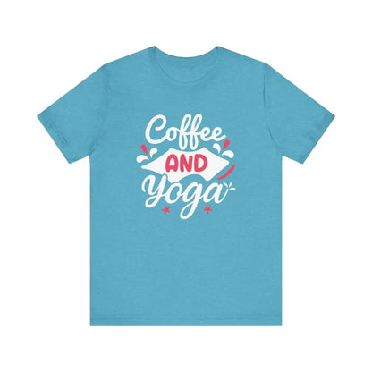 Coffee and Yoga Unisex Jersey Short Sleeve Tee - Heather Aqua / S - T-Shirt