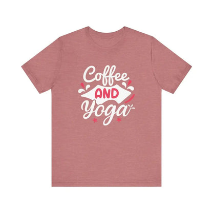 Coffee and Yoga Unisex Jersey Short Sleeve Tee - Heather Mauve / S - T-Shirt