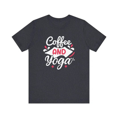 Coffee and Yoga Unisex Jersey Short Sleeve Tee - Heather Navy / S - T-Shirt