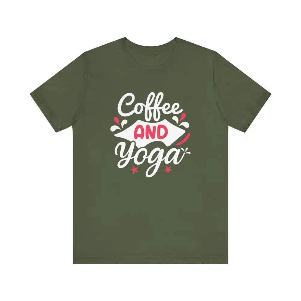 Coffee and Yoga Unisex Jersey Short Sleeve Tee - Military Green / S - T-Shirt