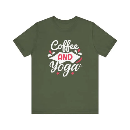 Coffee and Yoga Unisex Jersey Short Sleeve Tee - Military Green / S - T-Shirt