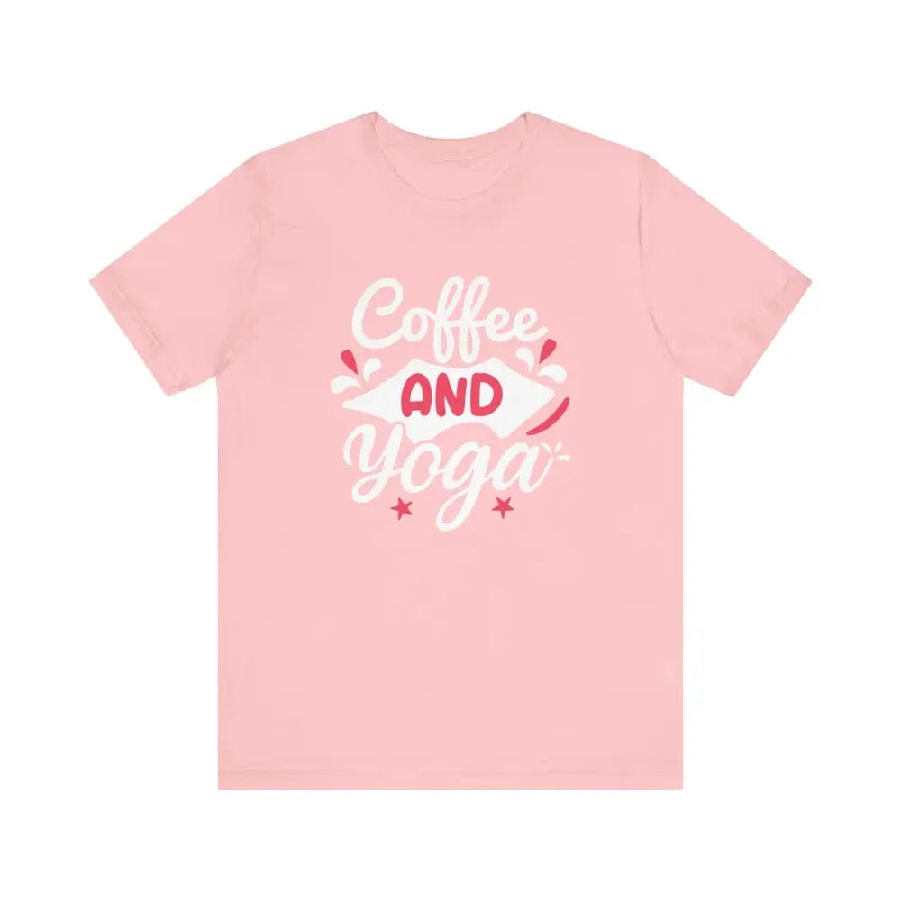 Coffee and Yoga Unisex Jersey Short Sleeve Tee - Pink / S - T-Shirt