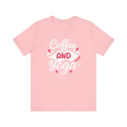 Coffee and Yoga Unisex Jersey Short Sleeve Tee - Pink / S - T-Shirt