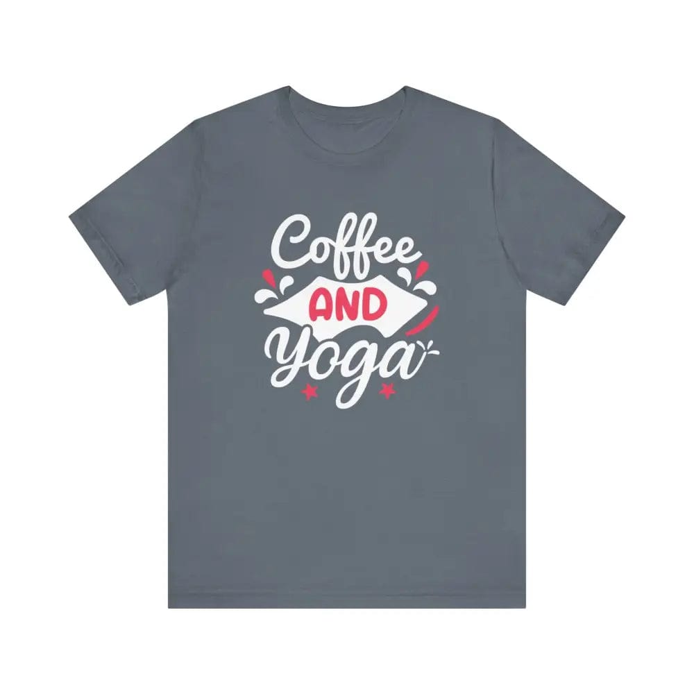 Coffee and Yoga Unisex Jersey Short Sleeve Tee - Steel Blue / S - T-Shirt